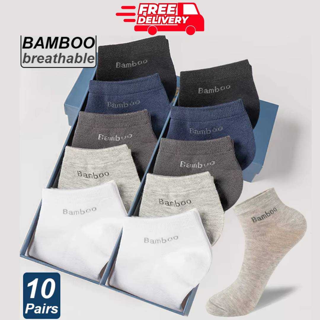 10,Pairs,Bamboo,Plain,Socks,With,Multi,Color