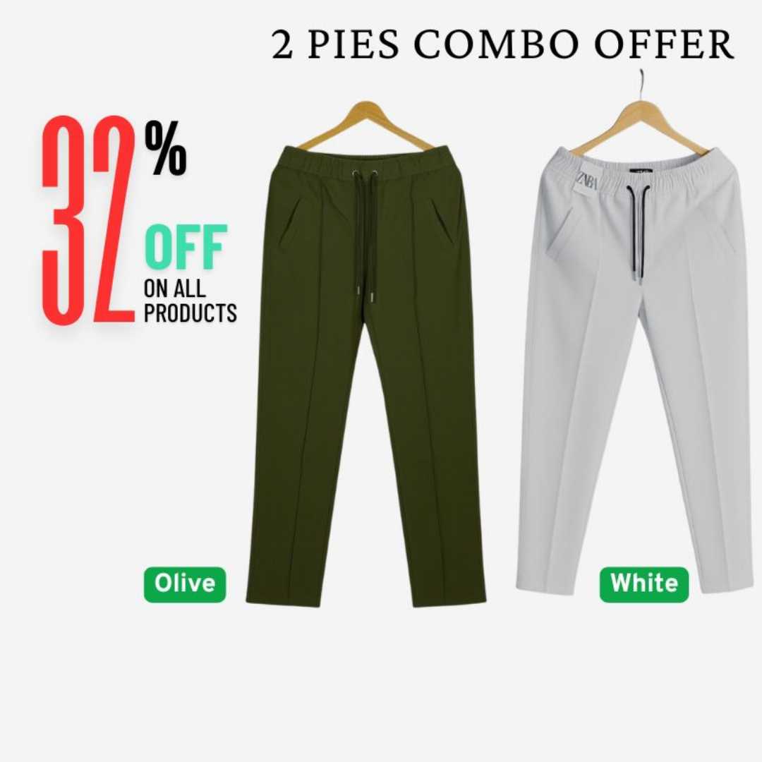 2,Pcs,Formal,Pant,Cutting,Trouser,For,Men,(,Navy,,Olive,)