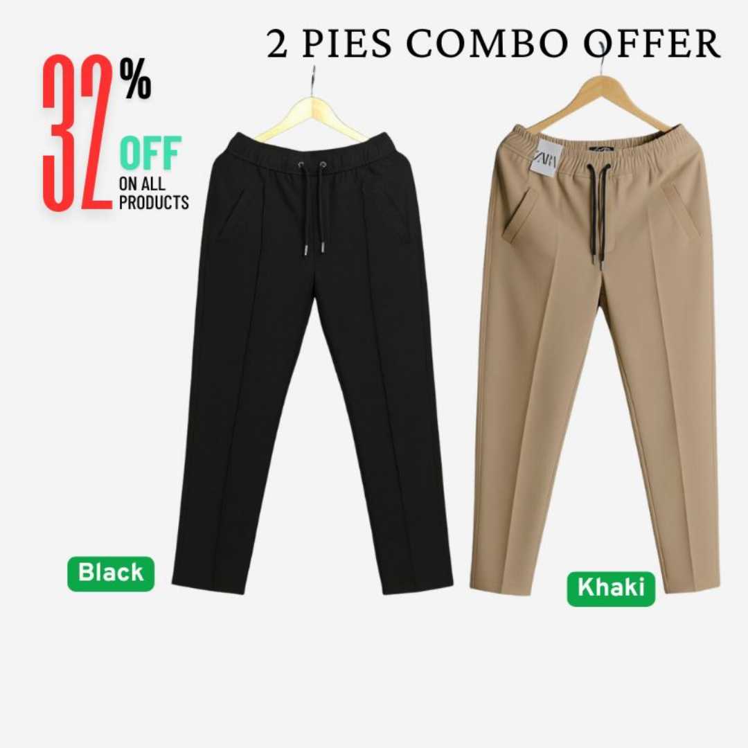 2,Pcs,Formal,Pant,Cutting,Trouser,For,Men,(,Navy,blue,&,Black)